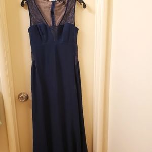 BCBGParis sz 4 navy blue gown with lace details